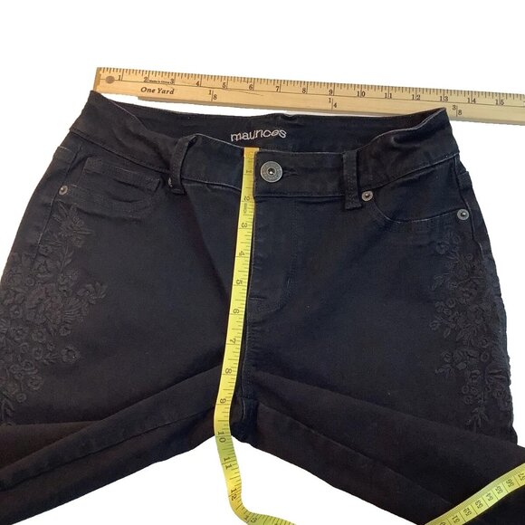 Maurices Women's Floral Embroidered Stretch Black Jeans Size S Reg - Picture 6 of 12